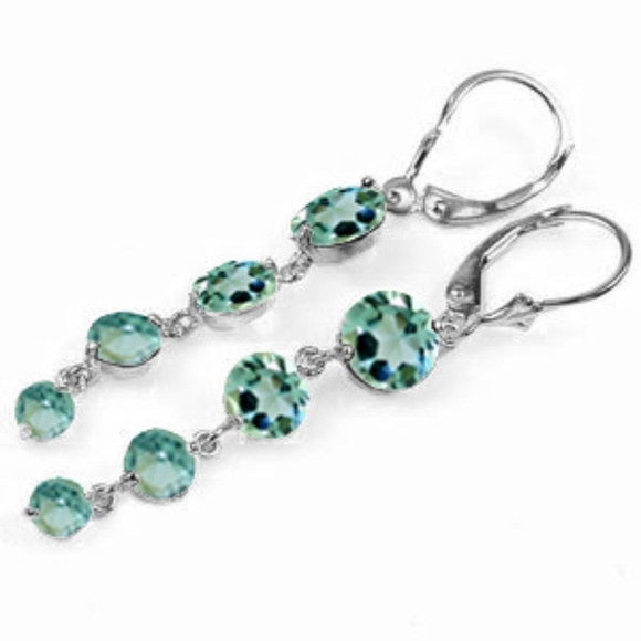 GOLD CHANDELIER EARRING WITH NATURAL BLUE TOPAZ - Picture 2 of 6